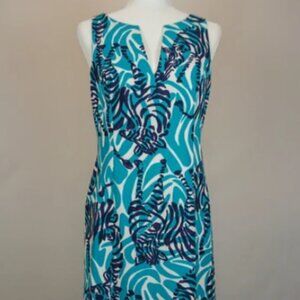 Lilly Pulitzer Size 4 Madeline Dress I’m Game Zebra Print Teal Blue White EUC